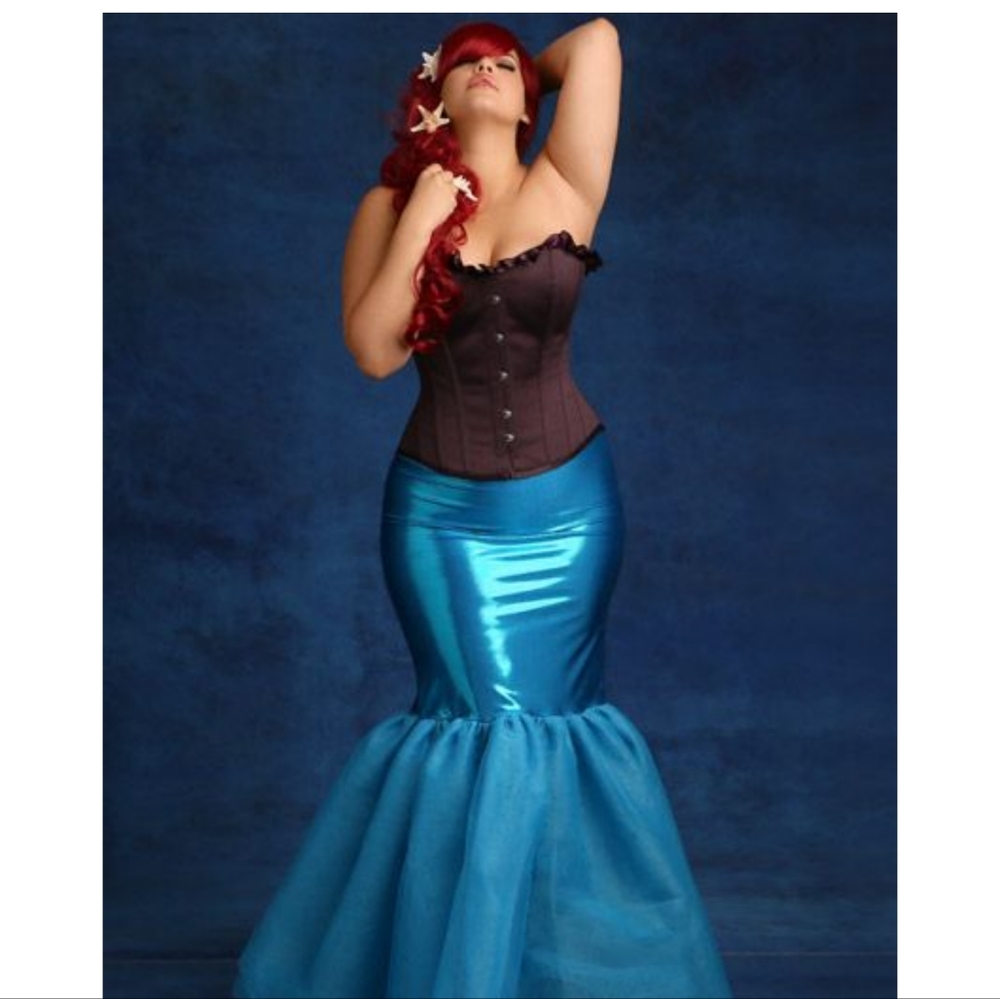 Hips & Curves Blue Mettalic Mermaid Skirt (Tail) (Size 2X)
